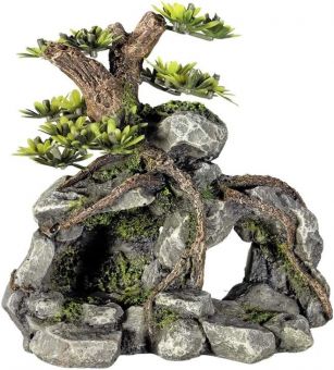 Nobby Aqua Ornaments  STEINHÖHLE  mit Pflanzen 13,3 x 9,5 x 12,8 cm 