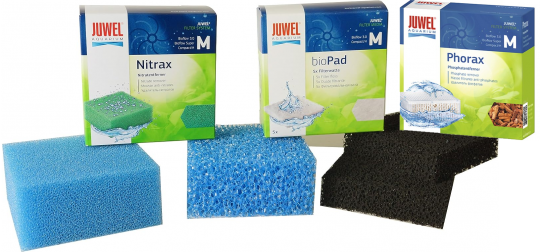 Filter Set with Phorax - for Juwel Bioflow internal filters with filter sponge coarse and fine, carbon sponge, Biopad Nitrax (M - Bioflow 3.0) 